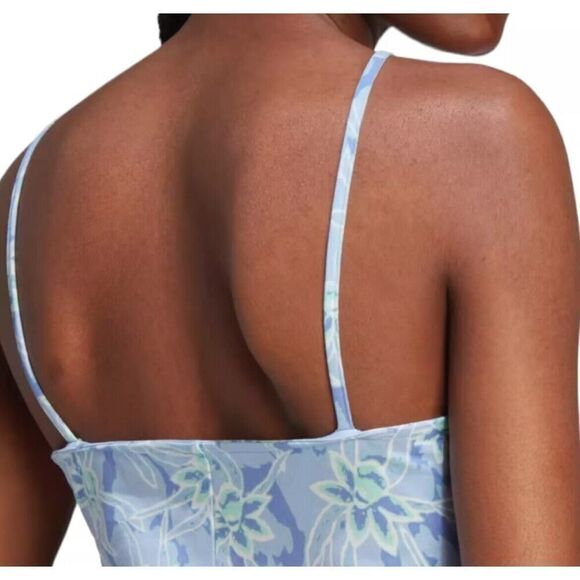 Adidas AOP Island Club BodyCon Dress Blue Floral Top Summer Deadstock NWT 2XS - Picture 4 of 7